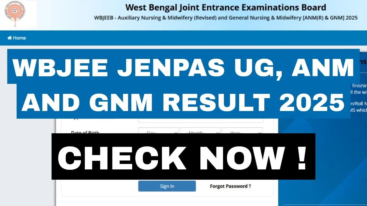 WBJEE JENPAS UG ANM and GNM Result 2025